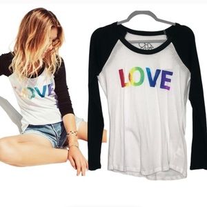Chaser Rainbow Love Baseball Graphic Tee Shirt
